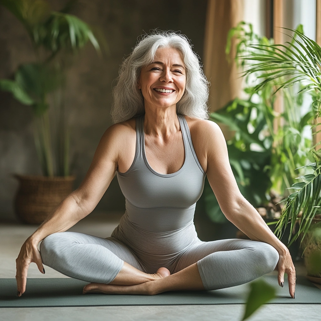 Активна пенсіонерка під час фітнес-тренування